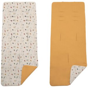 2476 Colchoneta Reversible Serker Pajaritos Mostaza