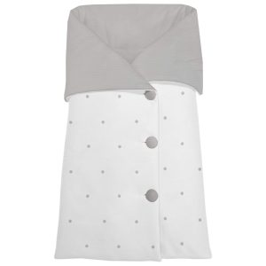 1700 Sacos Capazo Cruzados Edén Piqué Blanco Bordado Bodoques Gris