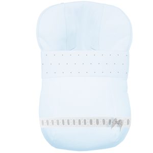 1196 Sacos Grupo Cero Polipiel Celeste con Bordado Estrellitas y Entredós Ancho